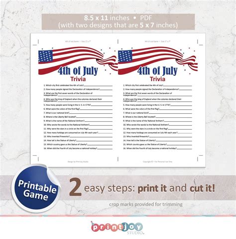 Each team will have to put their memory and knowledge of geography to the test! 4th of July printable game Fourth of July trivia game ...