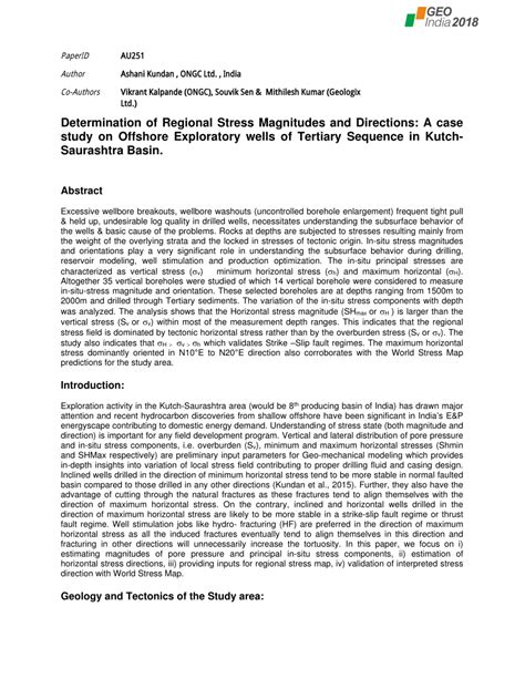 Pdf Determination Of Regional Stress Magnitudes And Directions A