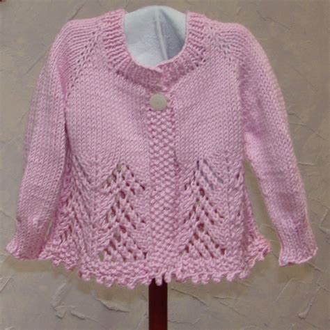 Pattern Hand Knit Lace Baby Girl Sweater Top Down Lace