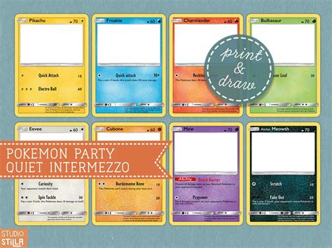 Printable Pokemon Card Templates In 8 Different Designs Etsy