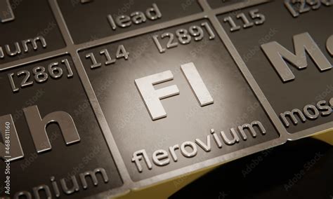 Highlight On Chemical Element Flerovium In Periodic Table Of Elements D Rendering Stock