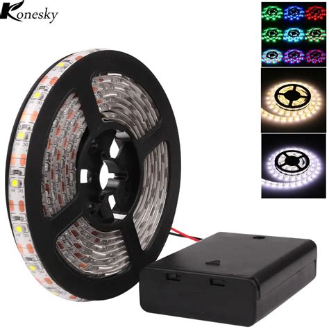 50cm 1m 2m battery powered led strip waterproof 3528 smd flexible warm cool white rgb tape
