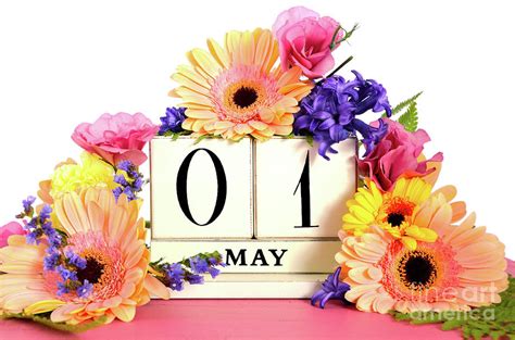 Happy May Day Calendar With Flowers Photograph By Milleflore Images