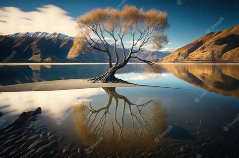 Premium Photo The Wanaka Tree New Zealands South Island