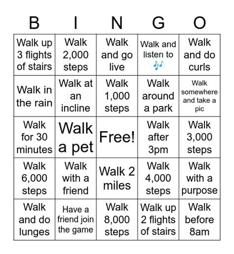 Walking Bingo Card