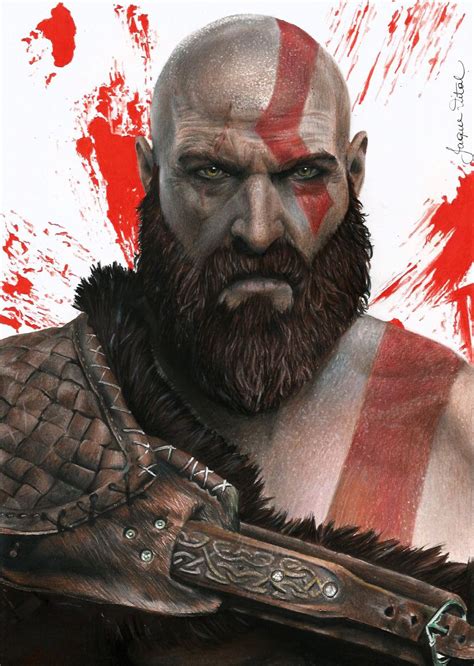 Desenho Realista Do Kratos Do Game God Of War Youtube Jaque Vital War
