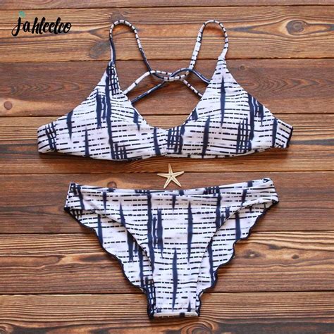 jahleelco sexy striped bikini swimsuit women 2017 push up swimwear brazillian bikini set bandage