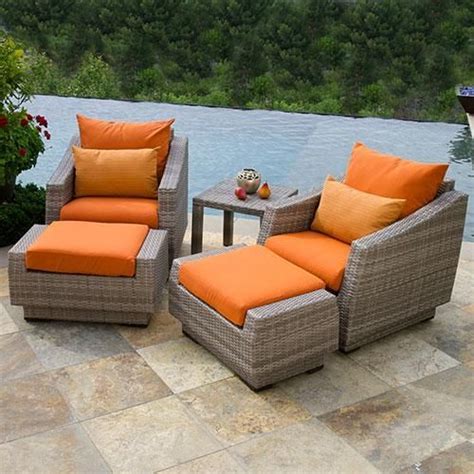 Cannes Collection Orange 5 Piece Club Chair And Ottoman Internet Only