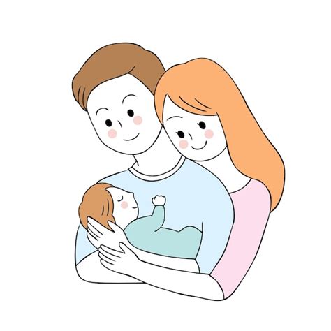 Dessin Animé Parents Mignons Et Bébé Vecteur Vecteur Premium