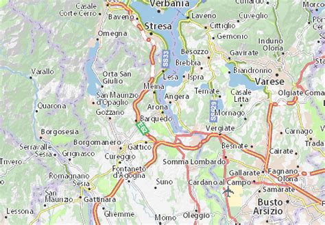 Voghera is a town and comune in the province of pavia in the italian region lombardy. Mapa Arona - plano Arona- ViaMichelin