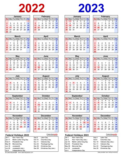 2022 2023 Two Year Calendar Free Printable Word Templates Images And