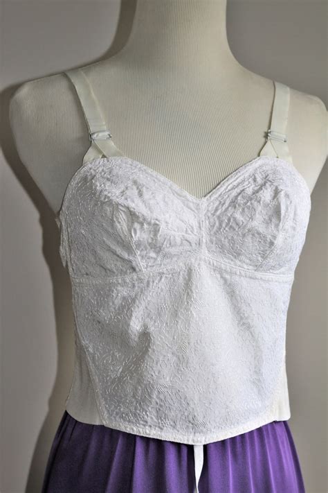 1940s Bra Vintage Lingerie White Cotton Pin Up Longline Bra Etsy