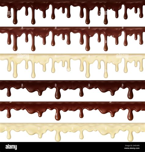 Realistic Sweet Chocolate Dripping Flowing Hot Chocolate Borders Delicious Chocolate Drips