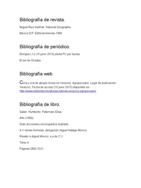 Bibliografía De Revista Periódico Y Revista Ciencia Y Tecnología