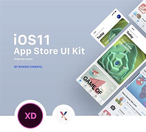 What app stores can you consider except apple app store and google play store? iOS 11 App Store UI Kit - 3 Free Screens for Xd - FreebiesUI