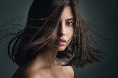 Wallpaper Women Model Face Brunette Portrait X