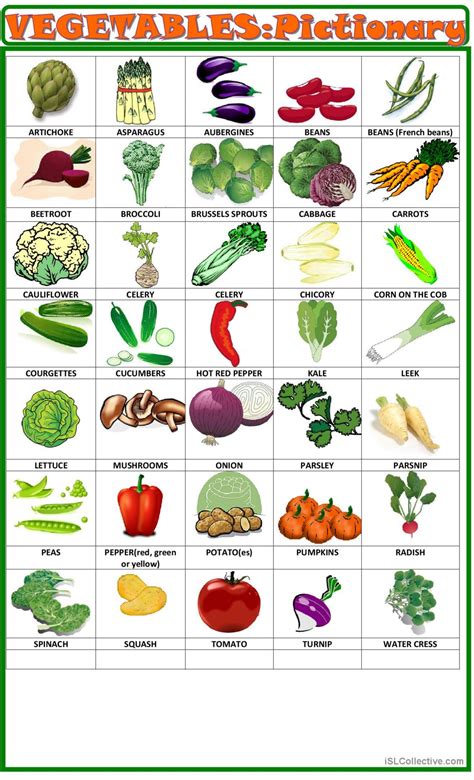 Vegetables Pictionary Pictionary P English Esl Worksheets Pdf And Doc
