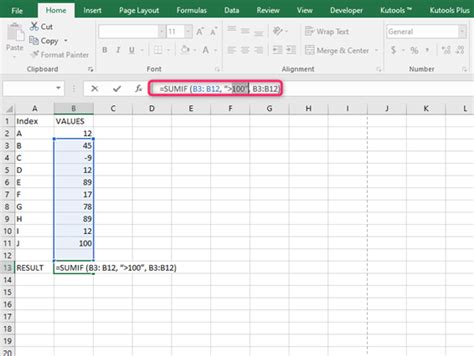 Formula For How To Sum Only Positive Negative Numbers Excel