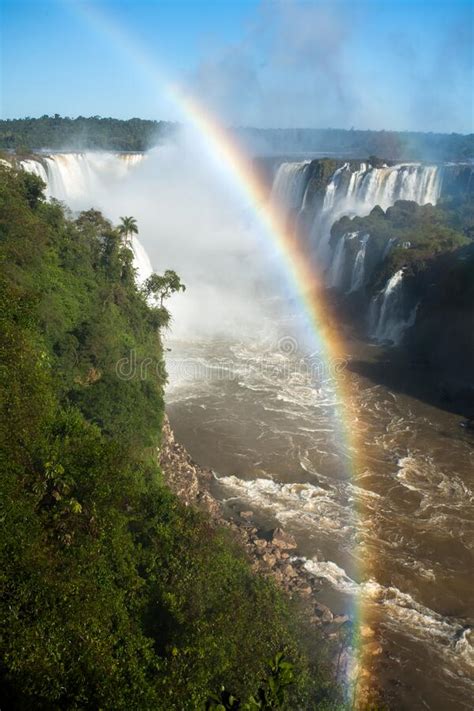 Rainbow At The Iguazu Falls From The Brazil Side Stock Image Image