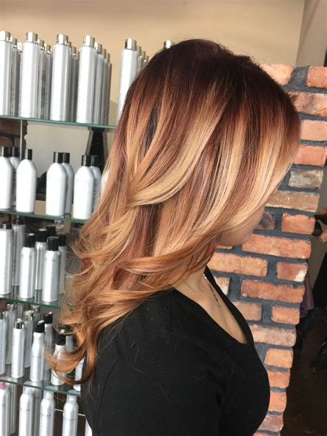 These days blonde balayage is not something simple that you are used to. Red and blonde balayage by @hairbyangelaalberici Long ...