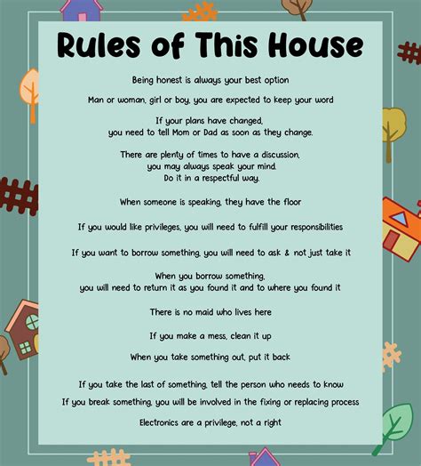 Printable Visual House Rules