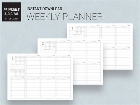 Weekly Planner Printable Digital Detailed Study Planner Etsy
