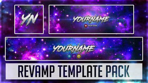 Galaxy Revamp Pack Photoshop Template Youtube Banner Twitter Header