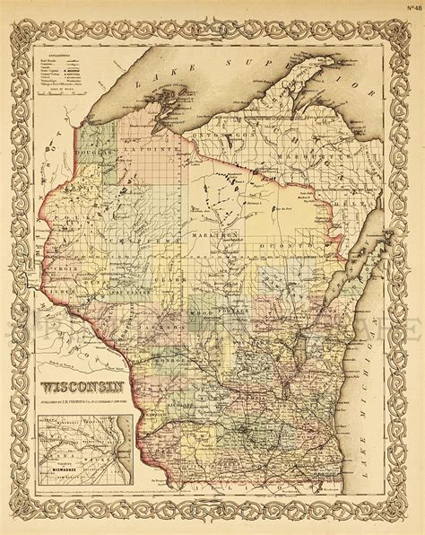 Prints Old And Rare Wisconsin Antique Mapsand Prints