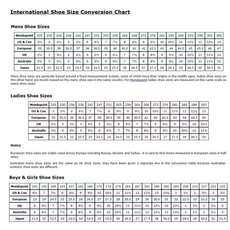 Conversion Table Shoe Sizes Mens | Brokeasshome.com