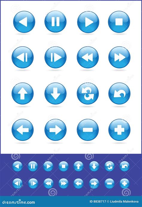 Set Of Blue Vector Icons Stock Vector Illustration Of Icons 8838717