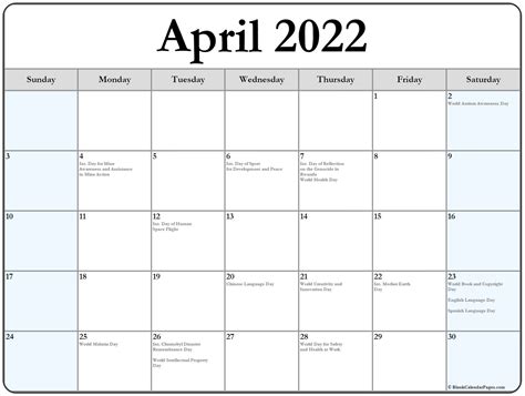 Collection Of April 2019 Calendars With Holidays