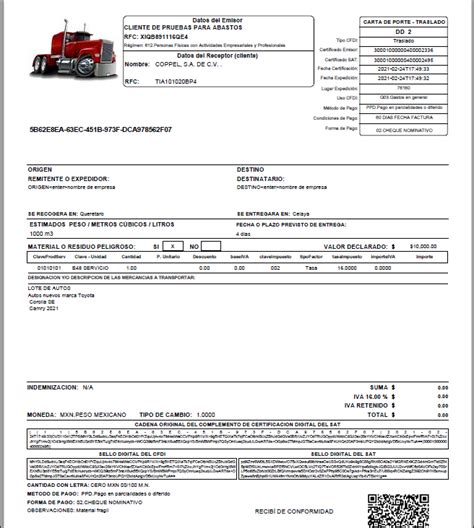 Complemento De Carta Porte Factura T