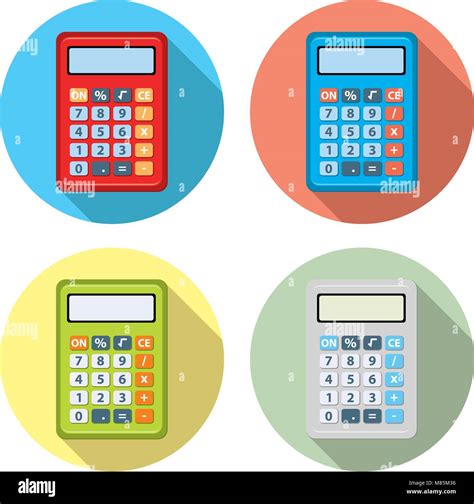 Vector Set Of Calculator Icons Isolated On White Background Colorful