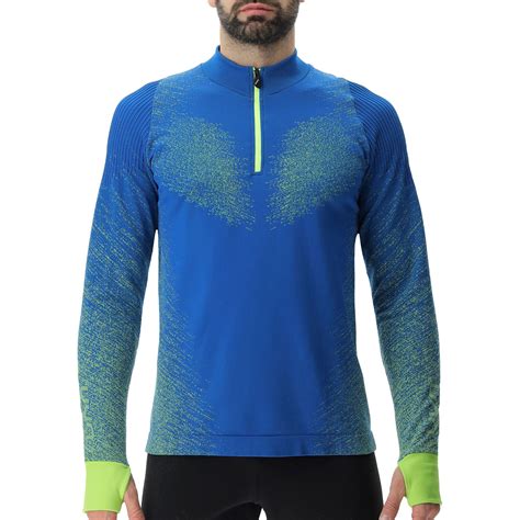 UYN Running Exceleration Zip Up Shirt met Lange Mouwen Heren - Lapis/Lime