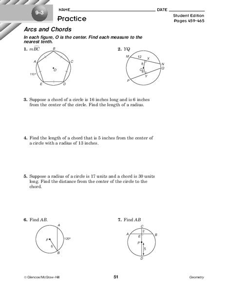 Central And Inscribed Angle Worksheet