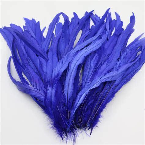 wholesale 100pcs 30 35cm royal blue rooster tail feather 12 14inch coque feather dyed chicken