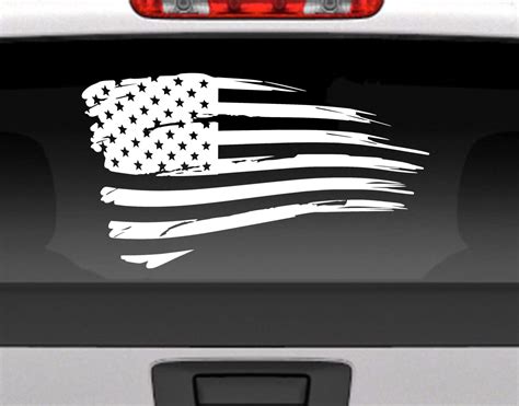 Distressed American Flag Vinyl Window Decal For Cars Trucks
