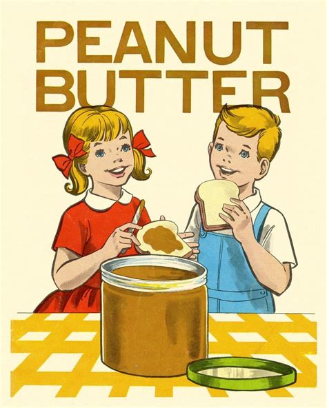 Peanut Butter Print Vintage Kitchen Wall Art 4 Sizes Retro Mid Century