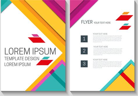 Flyer Template Design With Colorful Modern Style Background Vectors