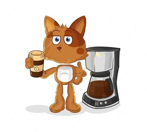 Premium Vector Dog Drinking Coffee Illustration Character Vector