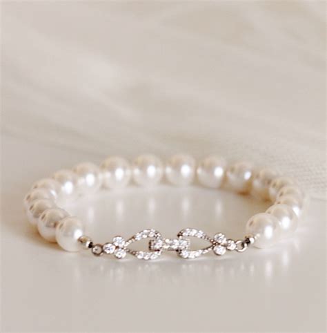 Bridal Bracelet Pearl Wedding Bracelet For Brides Swarovski Crystal