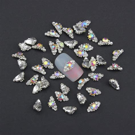 3d nail art decorations 10pcs glitter colorful with rhinestones alloy rhinestones for nails