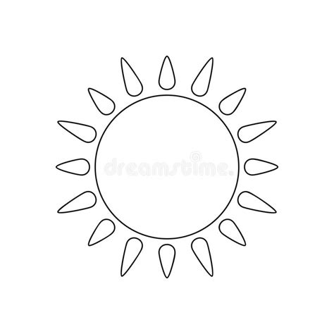 Line Art Design Cartoon Sun Illustration Weather Element Stock Vector