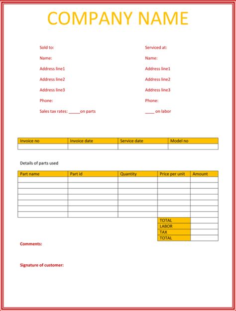 Service Invoice Templates 10 Free Word Excel And Pdf Samples