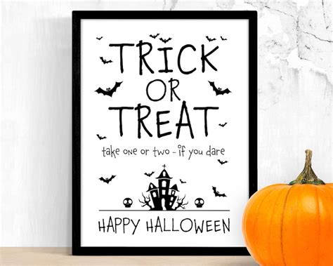 Trick Or Treat Sign Printable Halloween Candy Please Take Etsy Ireland