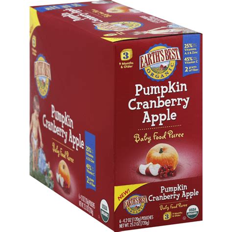We are dedicated to championing real food for a healthier world. Earth's Best Organic® Stage 3 Pumpkin Cranberry Apple ...