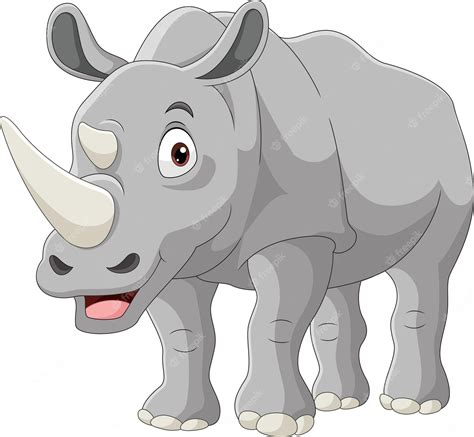 Rinoceronte De Dibujos Animados Sobre Fondo Blanco Vector Premium