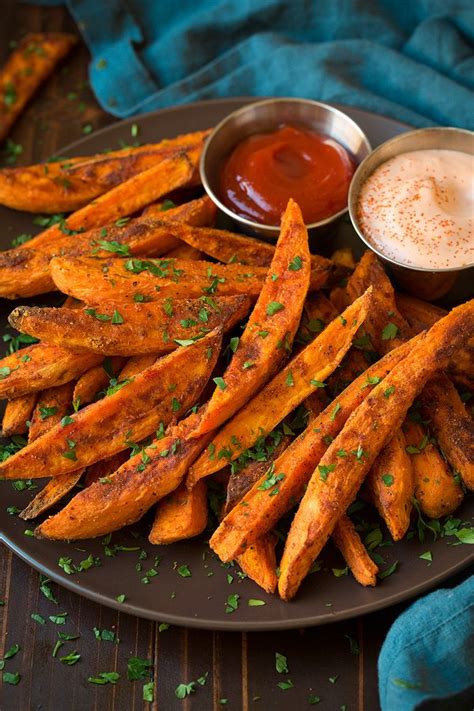Cut into 1/2 inch thick slices. Oven Baked Sweet Potato Fries (Healthy & Homemade ...