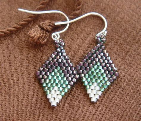 Diamond Pattern Beadweaving Earrings Brick Stitch Earrings Beading