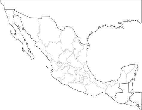 Mapa Político Mudo De México Para Imprimir Mapa De Estados De México